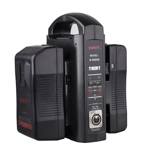 SWIT S-3822A | 2chx3A Fast Simultaneous Charger, adaptor out, Gold-mount. ---Over 1 months LeadTime if no stock