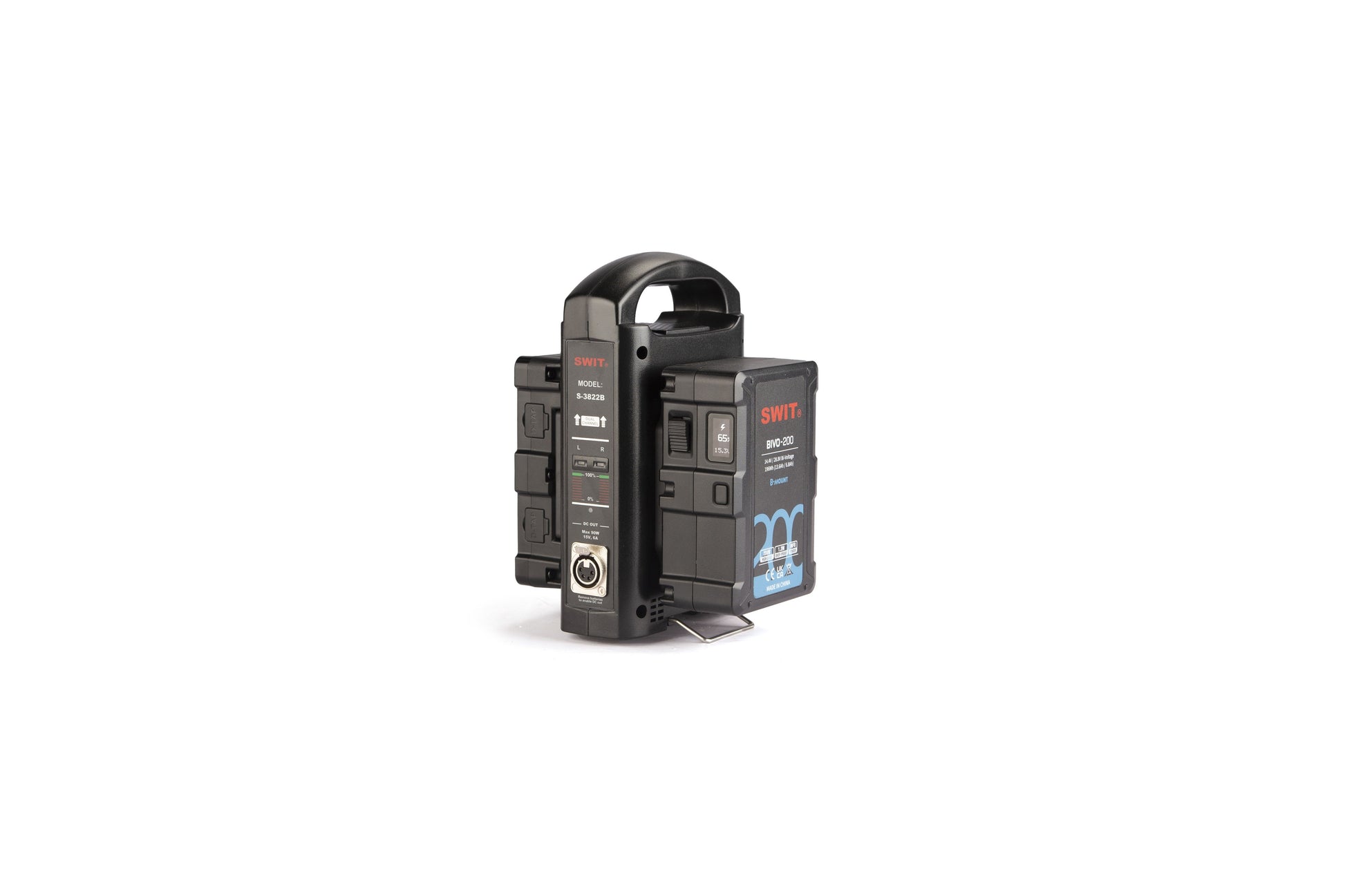 SWIT S-3822B | 2chx3A 14.4V Fast Simultaneous Charger for BIVO batteries, adaptor 6A out, B-mount