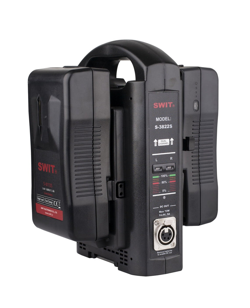 SWIT S-3822S | 2chx3A Fast Simultaneous Charger, adaptor out, V-mount