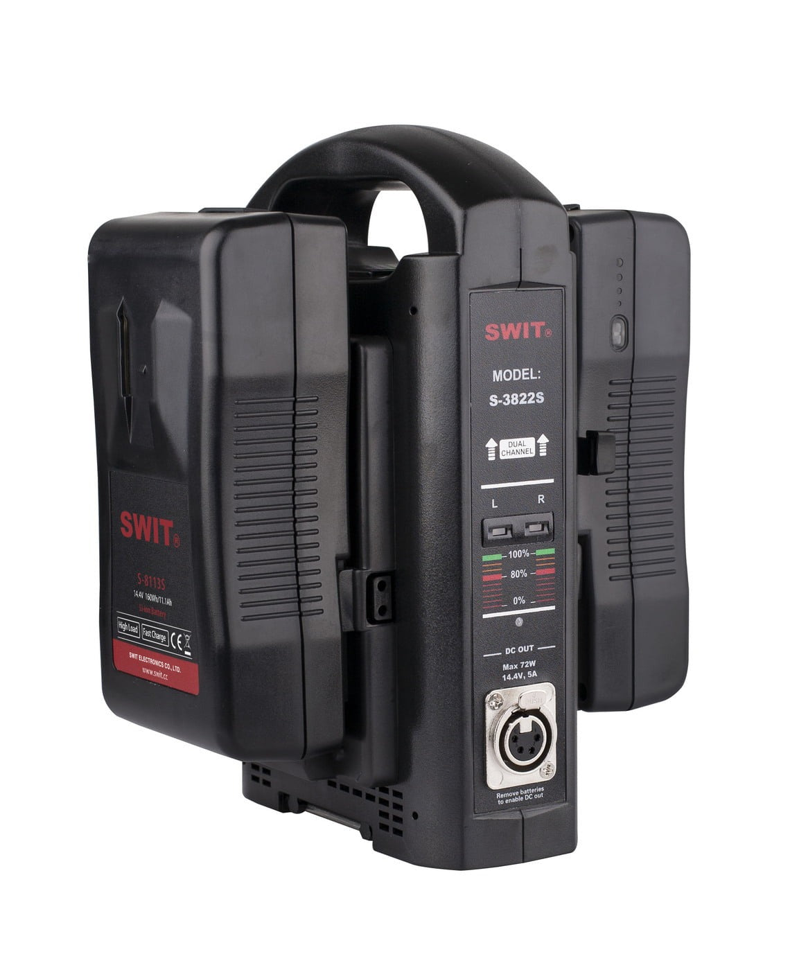 SWIT S-3822S | 2chx3A Fast Simultaneous Charger, adaptor out, V-mount