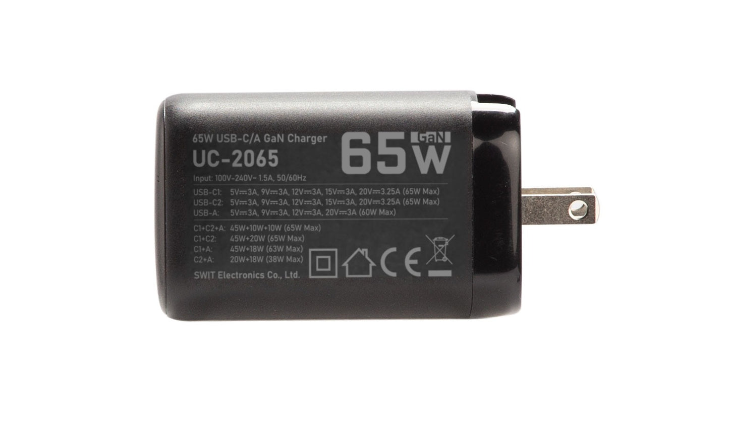 SWIT UC-2065 | 2xUSB-C + 1x USB-A 65W Fast USB-C Charger