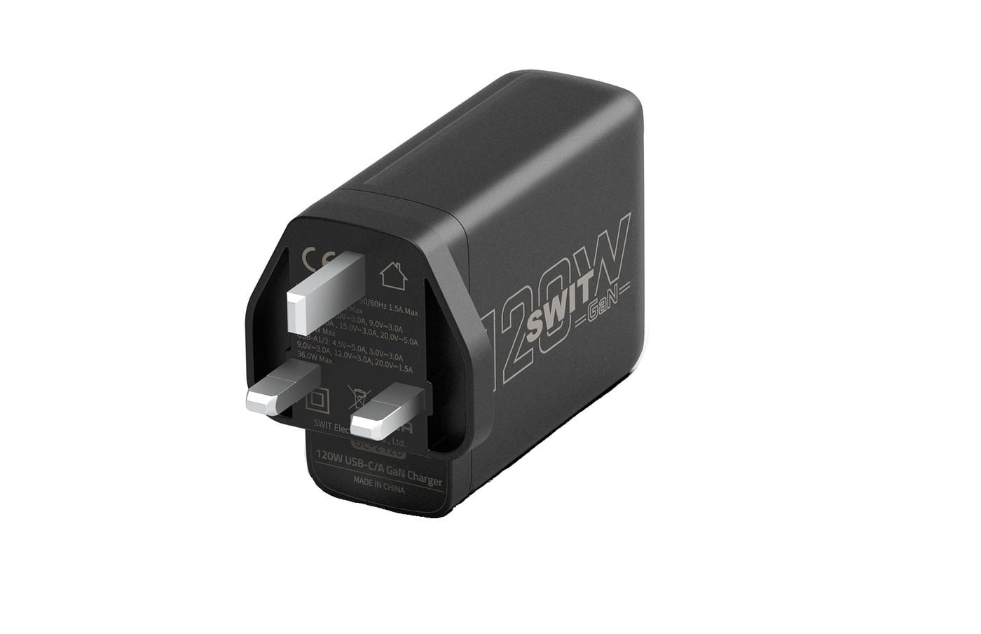 SWIT UC-2120U | 120W 2xUSB-C and 2xUSB-A Simultaneous PD-compatible GaN Charger, UK plug