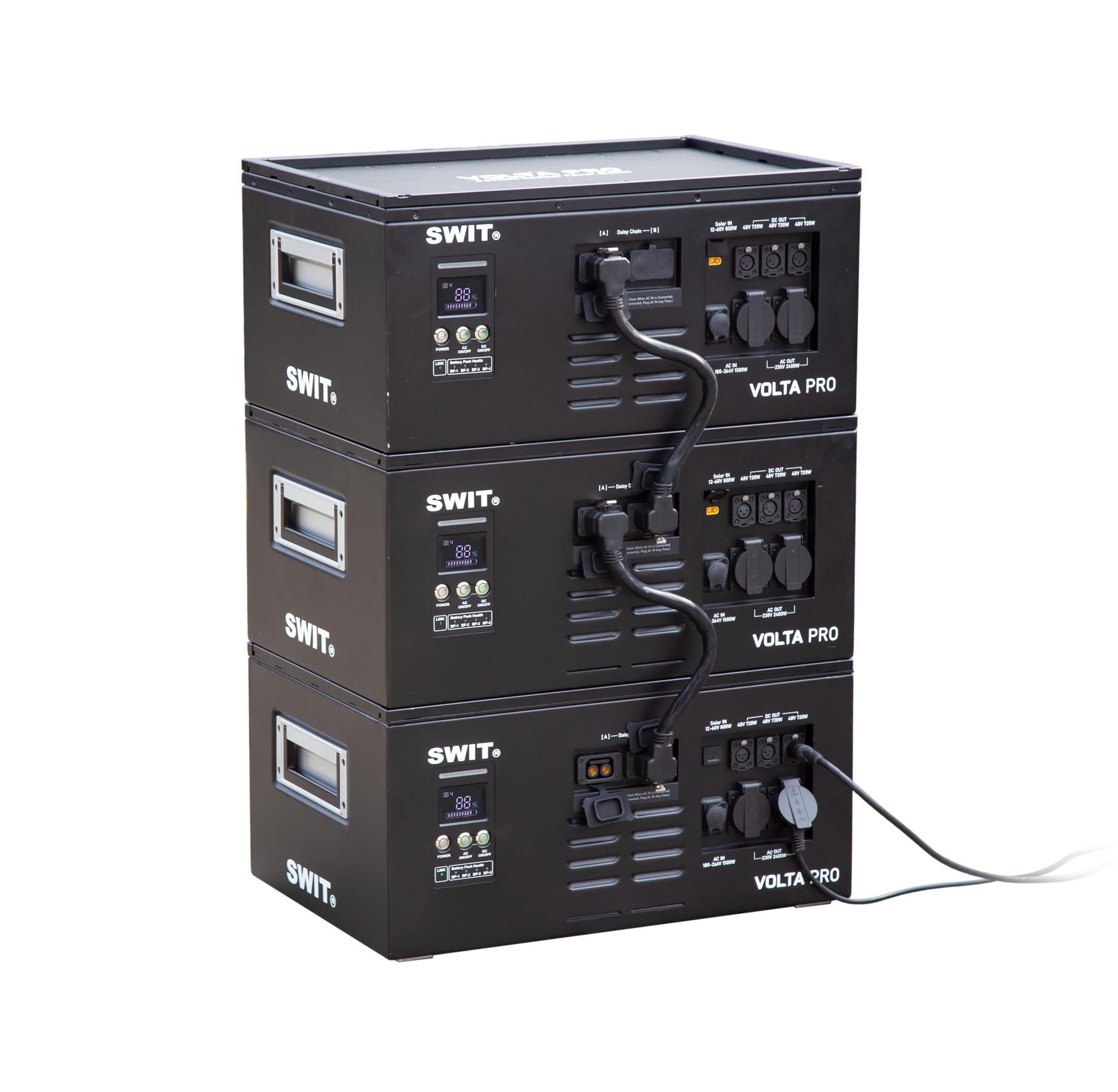 SWIT VOLTA PRO | 9KWh IP54 max2400W@AC+800W@DC Professional Robust Cascadable Hot-swappable Modular Battery with 2xAC+3xDC@48V, fast AC/Solar charging