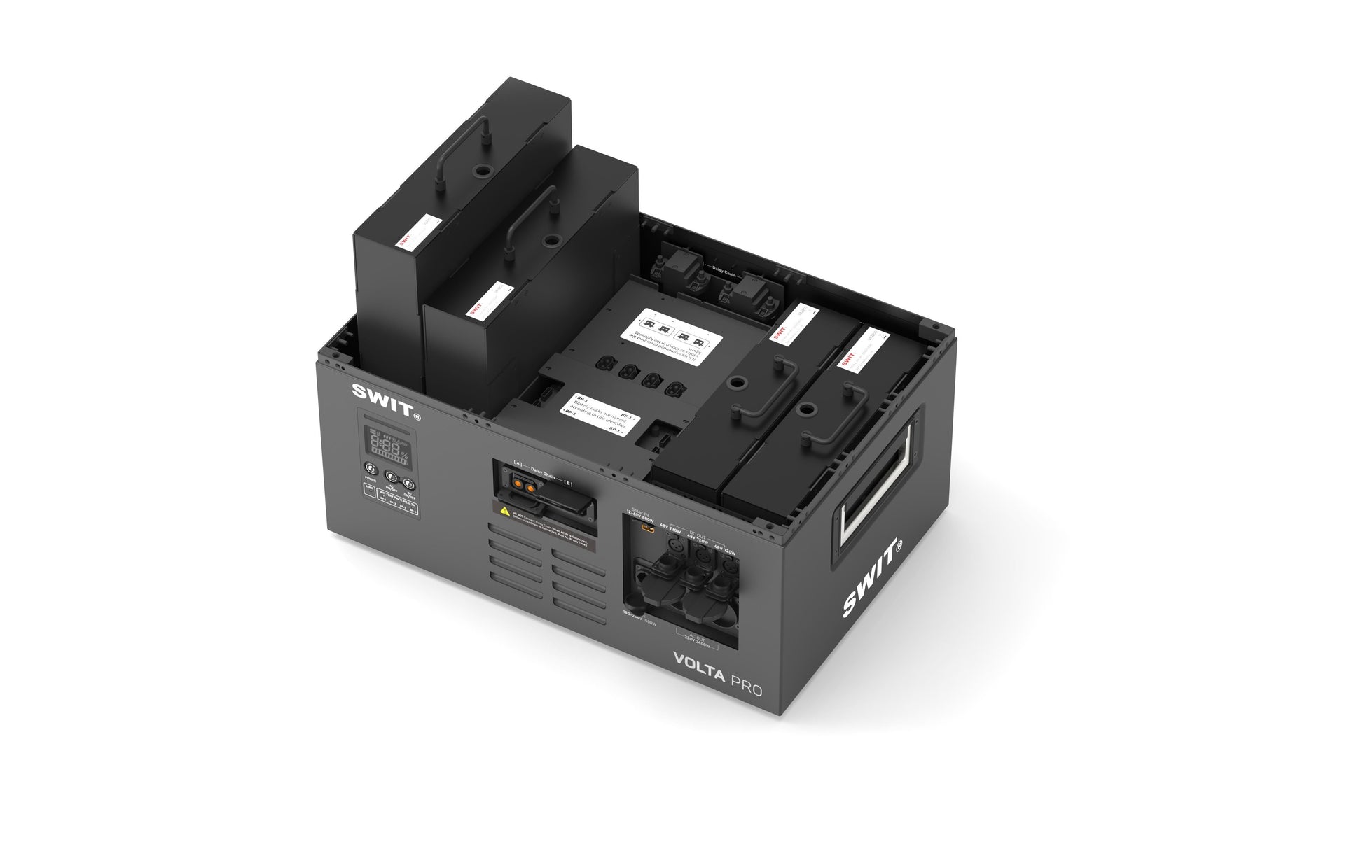 SWIT VOLTA PRO | 9KWh IP54 max2400W@AC+800W@DC Professional Robust Cascadable Hot-swappable Modular Battery with 2xAC+3xDC@48V, fast AC/Solar charging