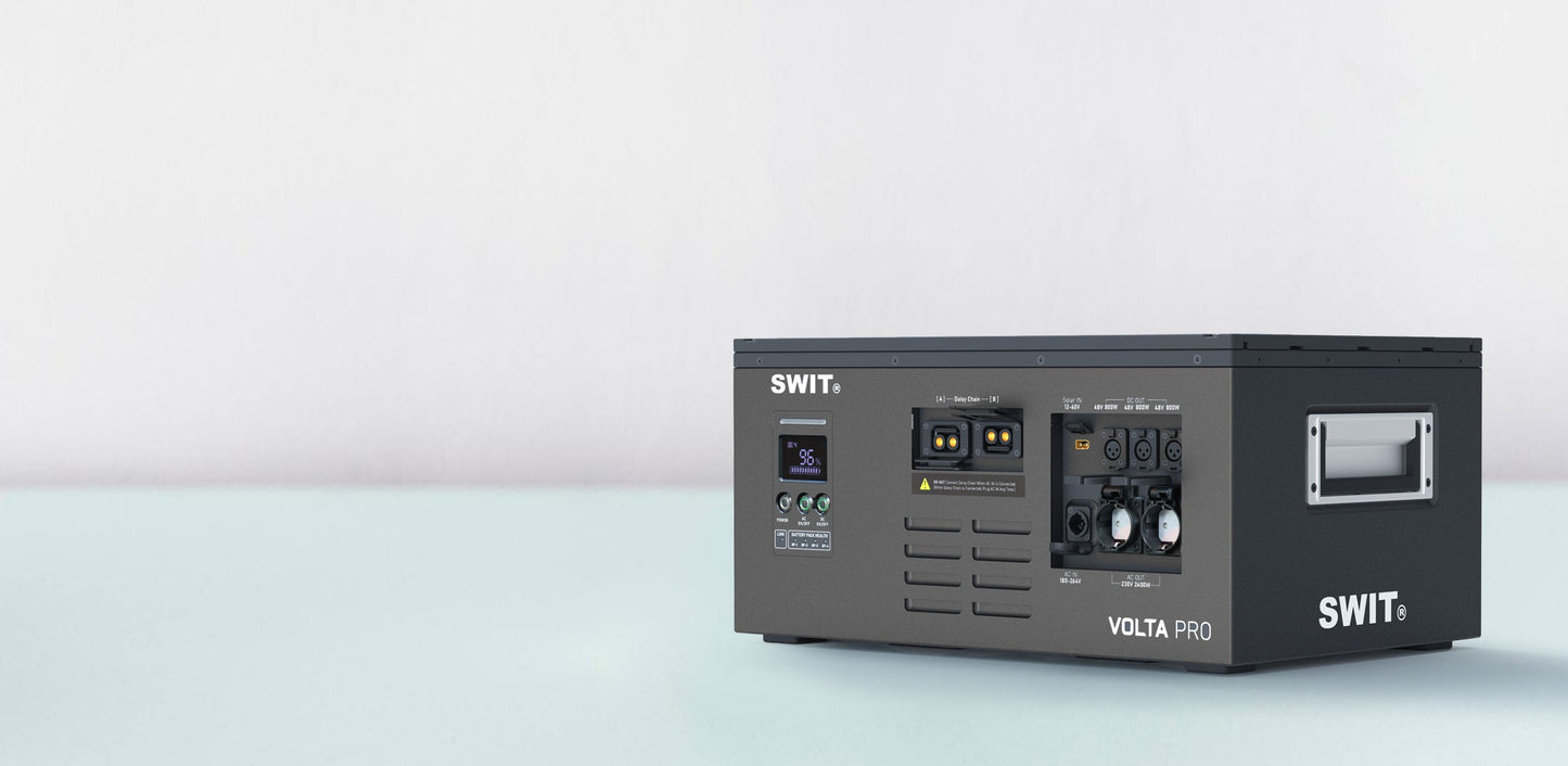 SWIT VOLTA PRO | 9KWh IP54 max2400W@AC+800W@DC Professional Robust Cascadable Hot-swappable Modular Battery with 2xAC+3xDC@48V, fast AC/Solar charging