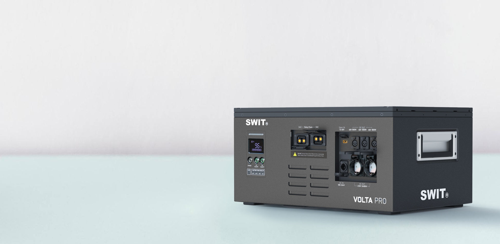 SWIT VOLTA PRO | 9KWh IP54 max2400W@AC+800W@DC Professional Robust Cascadable Hot-swappable Modular Battery with 2xAC+3xDC@48V, fast AC/Solar charging