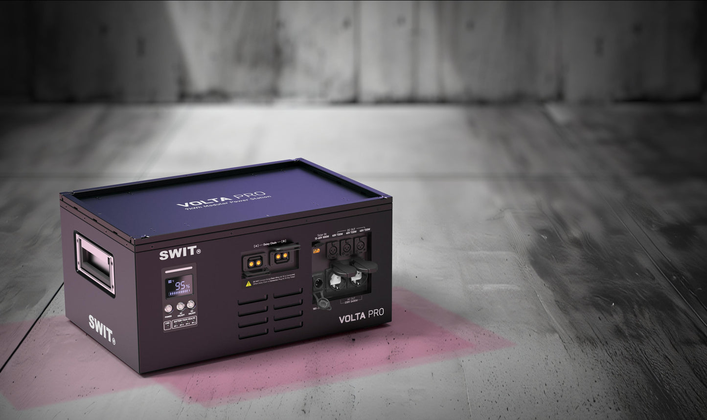 SWIT VOLTA PRO | 9KWh IP54 max2400W@AC+800W@DC Professional Robust Cascadable Hot-swappable Modular Battery with 2xAC+3xDC@48V, fast AC/Solar charging