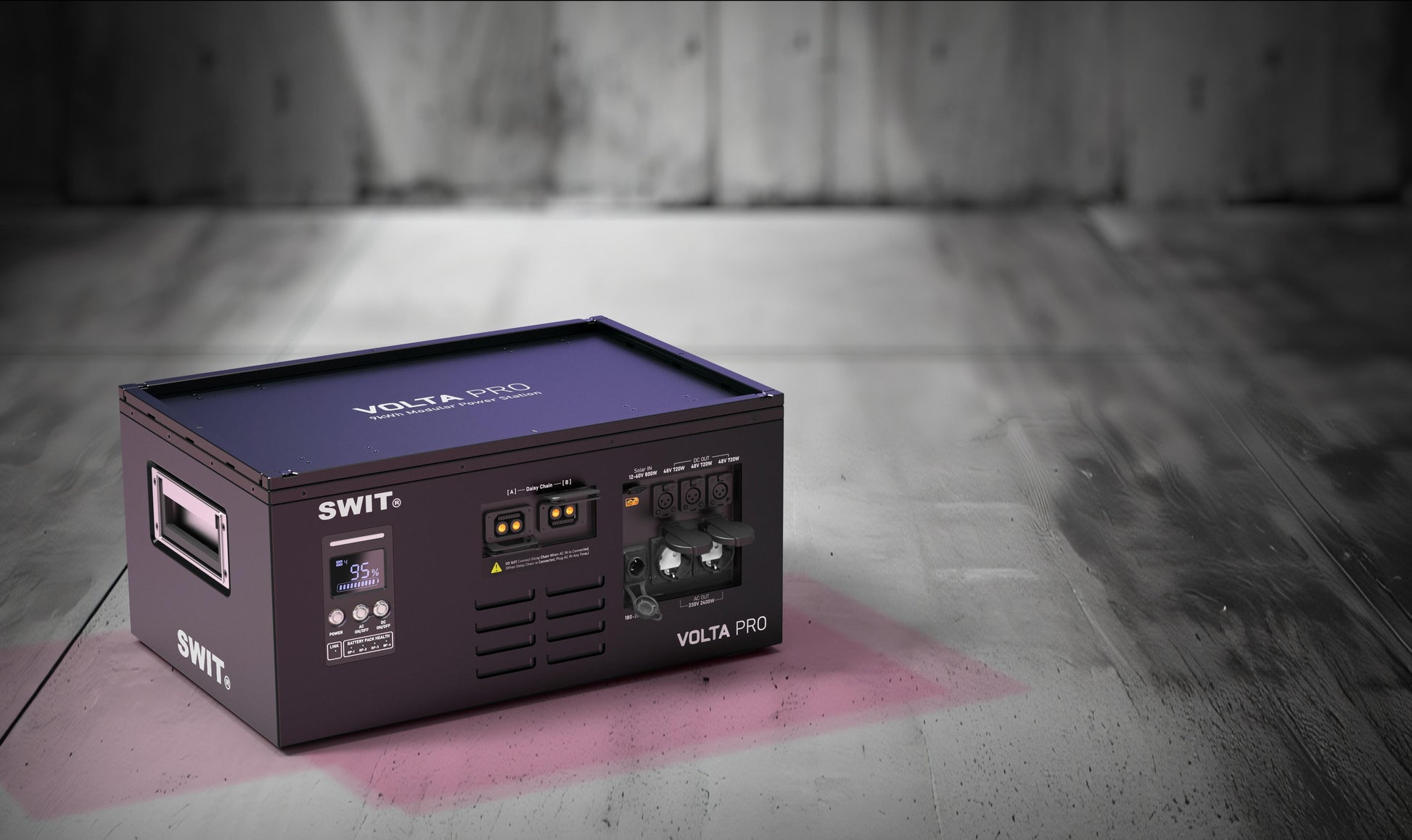 SWIT VOLTA PRO | 9KWh IP54 max2400W@AC+800W@DC Professional Robust Cascadable Hot-swappable Modular Battery with 2xAC+3xDC@48V, fast AC/Solar charging