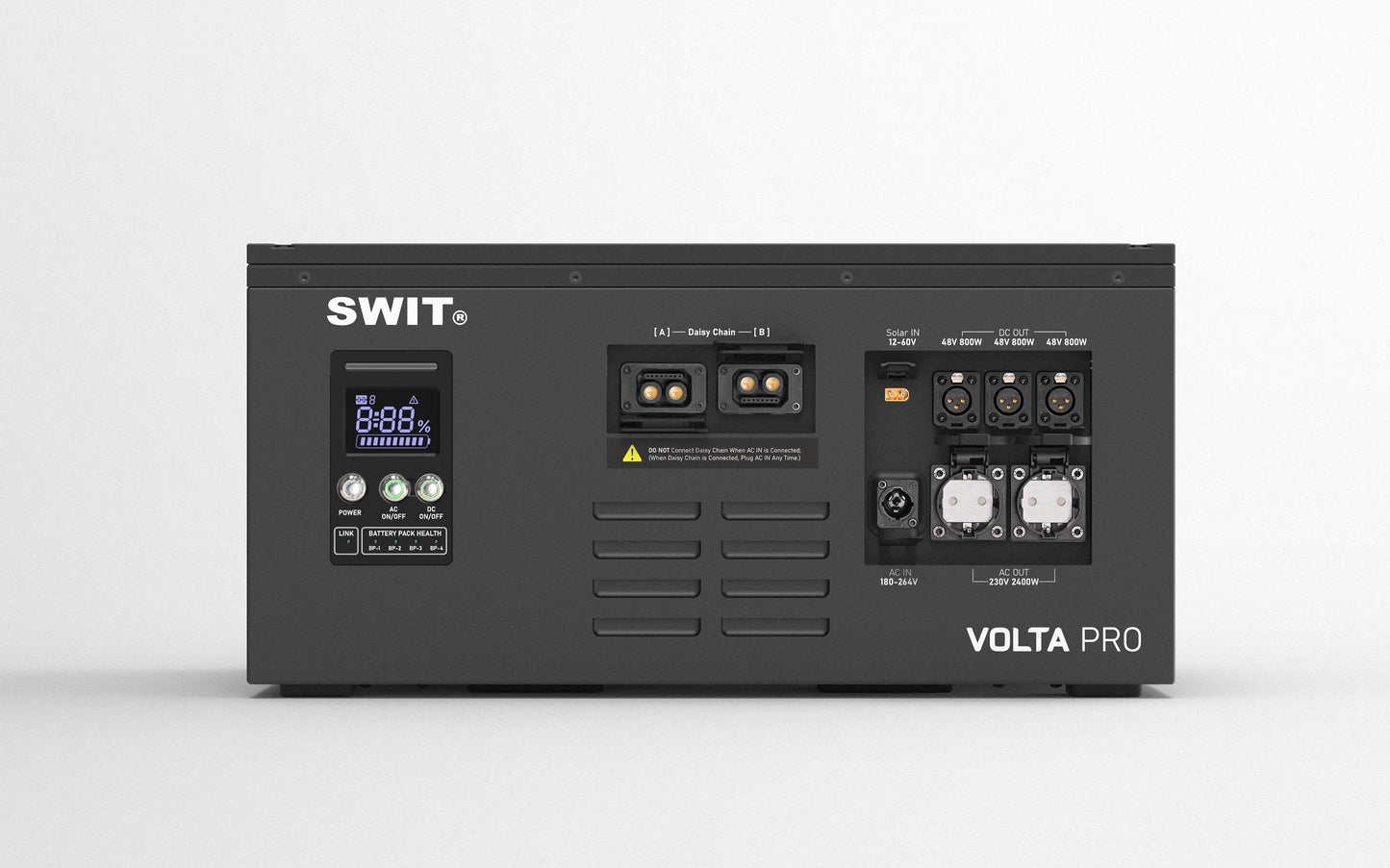 SWIT VOLTA PRO | 9KWh IP54 max2400W@AC+800W@DC Professional Robust Cascadable Hot-swappable Modular Battery with 2xAC+3xDC@48V, fast AC/Solar charging