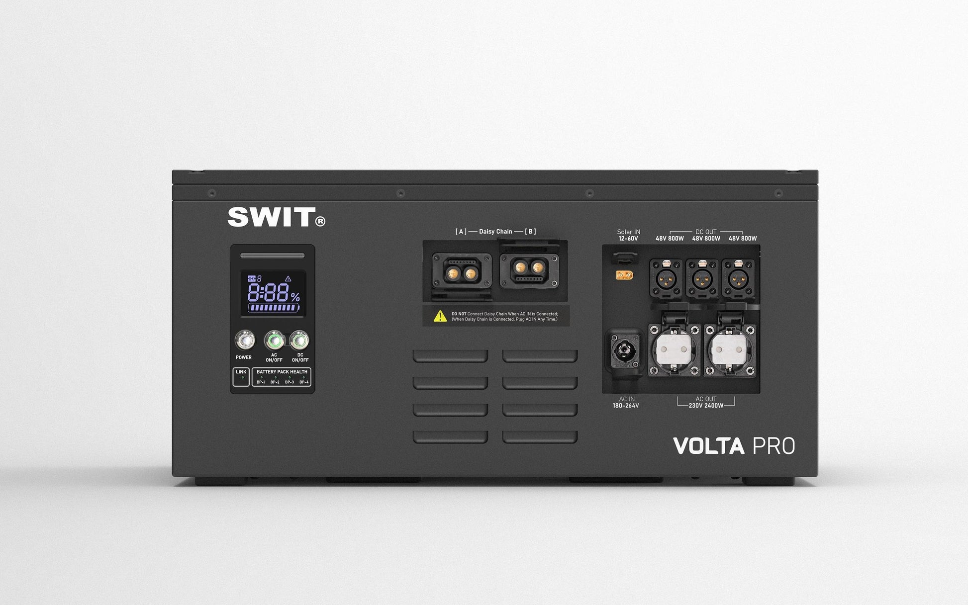 SWIT VOLTA PRO | 9KWh IP54 max2400W@AC+800W@DC Professional Robust Cascadable Hot-swappable Modular Battery with 2xAC+3xDC@48V, fast AC/Solar charging