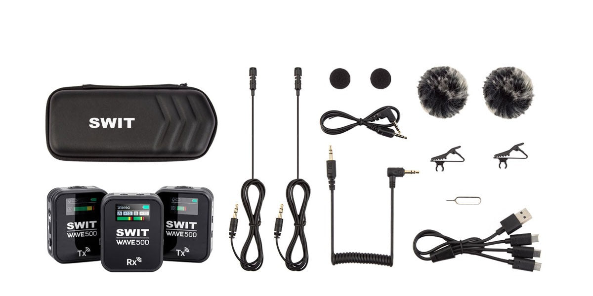 SWIT WAVE500 | Dual Channel Wireless Microphone 500feet with Screen, 2Tx+1Rx