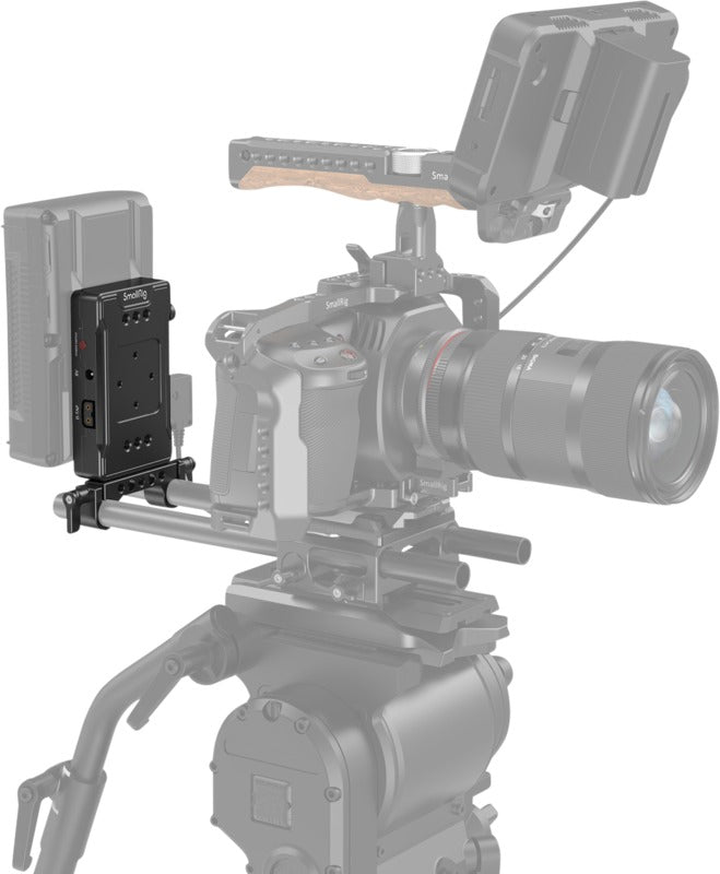 SmallRig 3498 Battery Adapter Plate V-Mount (Basic Version) with Dual Rod Clamp