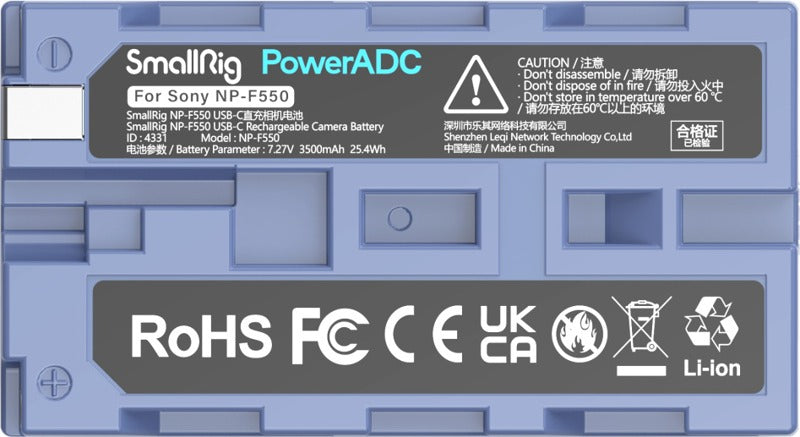 SmallRig 4331 Camera Battery USB-C Rechargable NP-F550