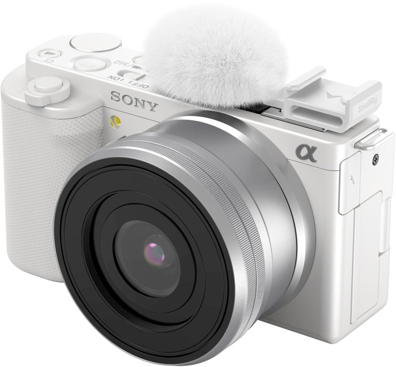 SmallRig 4734 Cold Shoe Adapter with Furry Windscreen for Sony ZV series cameras (white)