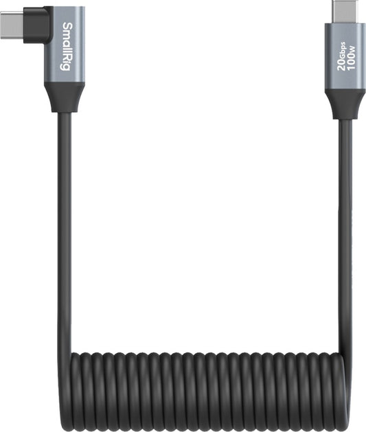 SmallRig 4792 USB-C Straight to USB-C Angled Coiled Data Cable