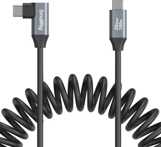 SmallRig 4792 USB-C Straight to USB-C Angled Coiled Data Cable