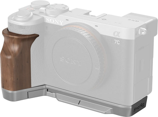 SmallRig 4796 L-Shape Mount Plate with Wooden Handle for Sony Alpha 7C II / Alpha 7CR