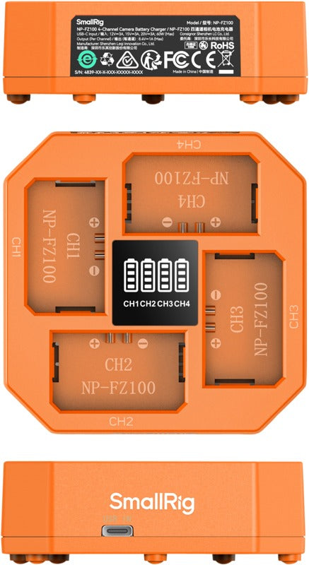 SmallRig 4839 NP-FZ100 4-Channel Camera Battery Charger