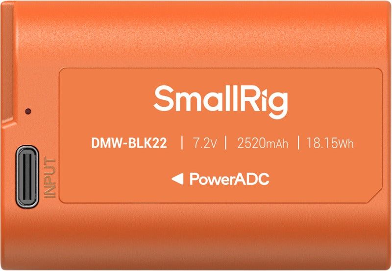 SmallRig 4979 Camera Battery USB-C Rechargeable DMW-BLK22 Orange