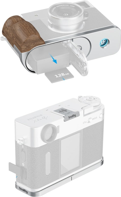 SmallRig 5223 L-Shaped Mount Plate with Wooden Handle for FUJIFILM X half Silver
