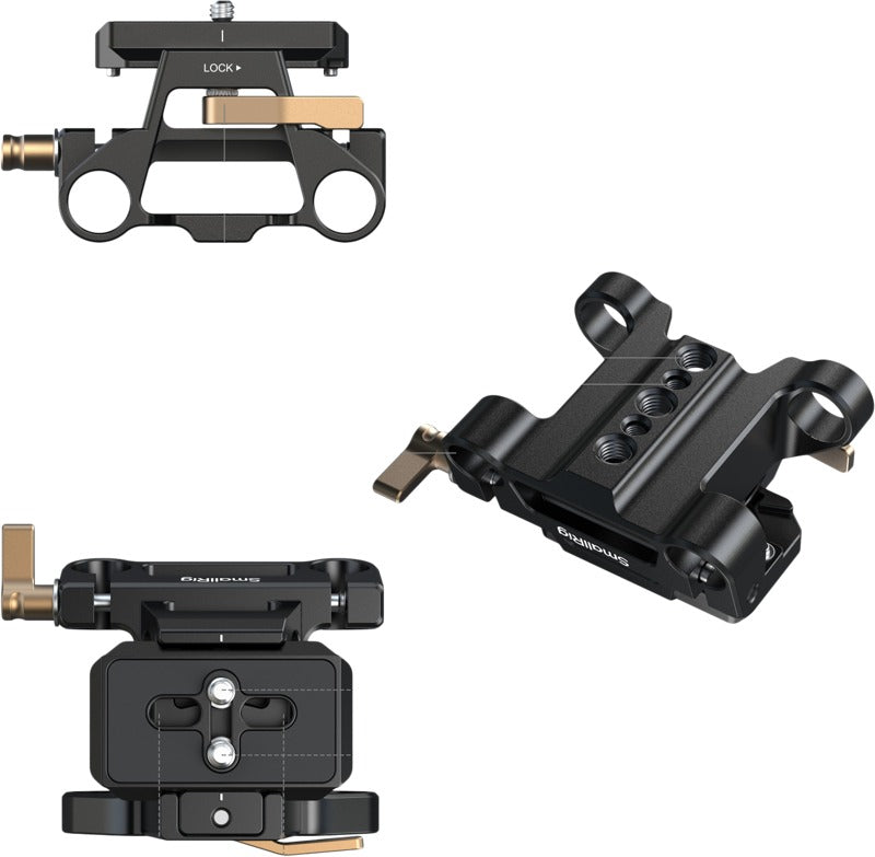 SmallRig 5365 Arca-Type Mount Plate Kit with 15mm Dual Rod Clamp