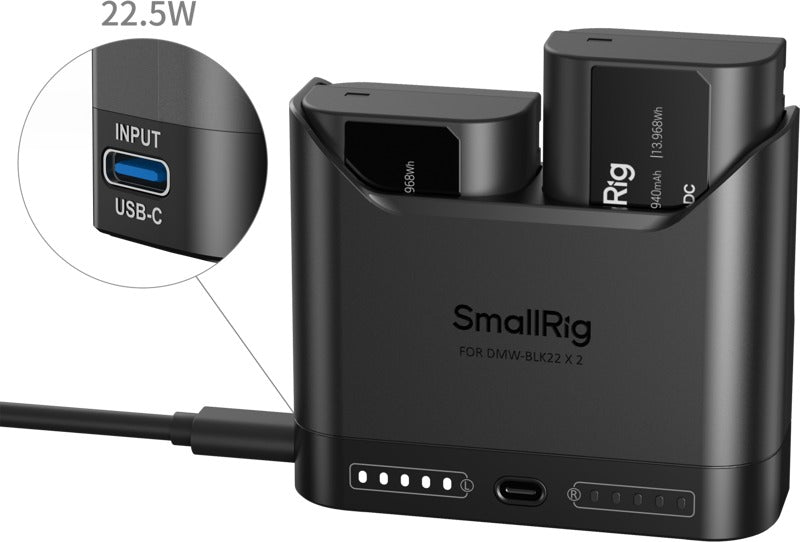 SmallRig 5487 Turbo Charging Kit for DMW-BLK22 Camera Batteries