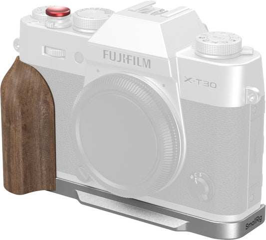 SmallRig 5667 L-Shaped Mount Plate with Wooden Handle for FUJIFILM T30 / T30 II / X-T30 III Silver