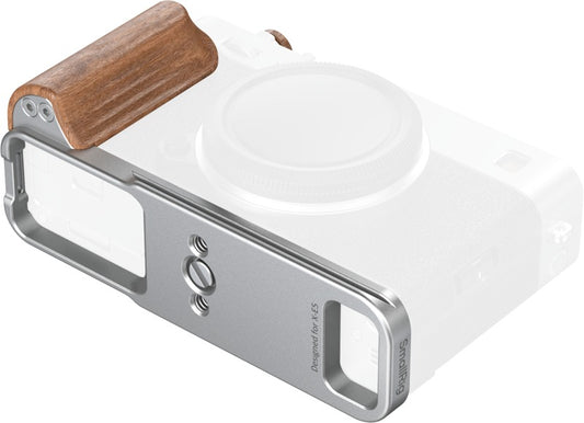 SmallRig 5984 L-Shaped Mount Plate with Wooden Handle for FUJIFILM X-E5 (Rosewood, Silver)