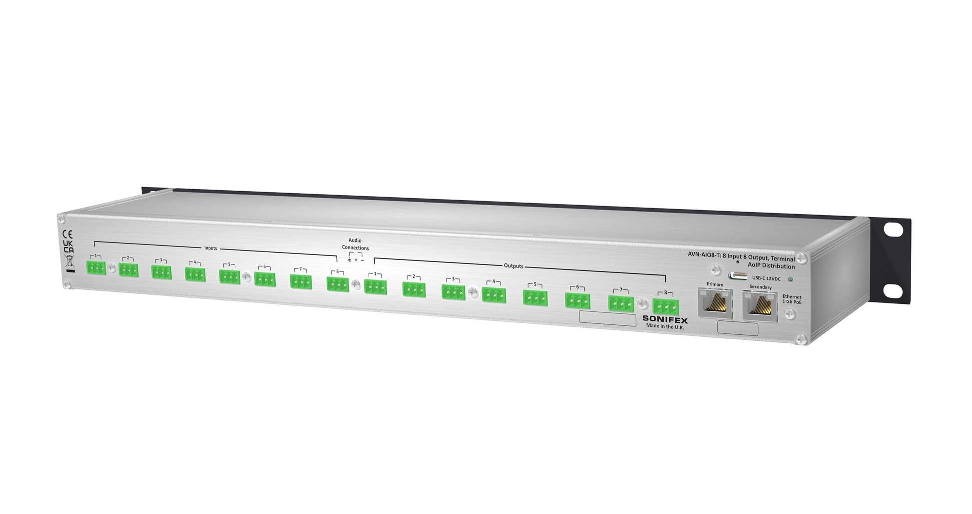 Sonifex AVN-AIO8-T-DNT | 8 Input, 8 Output Analogue Dante® Interface with Terminal Block Connectivity