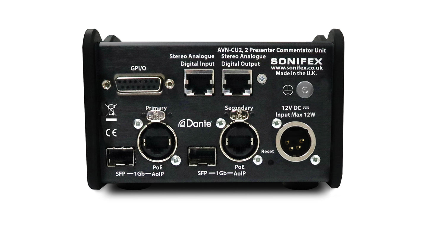 Sonifex AVN-CU2 | Configurable Dante Commentary Unit for 2 Commentators