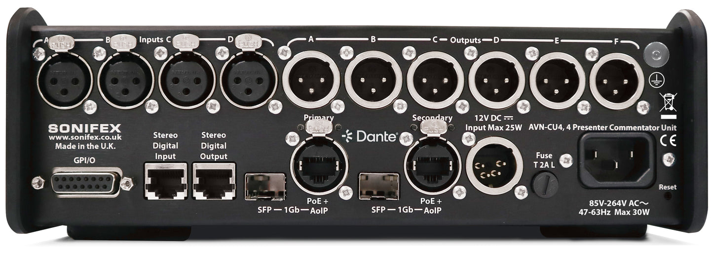 Sonifex AVN-CU4-DTOR | Configurable Dante Commentary Unit for 4 Commentators