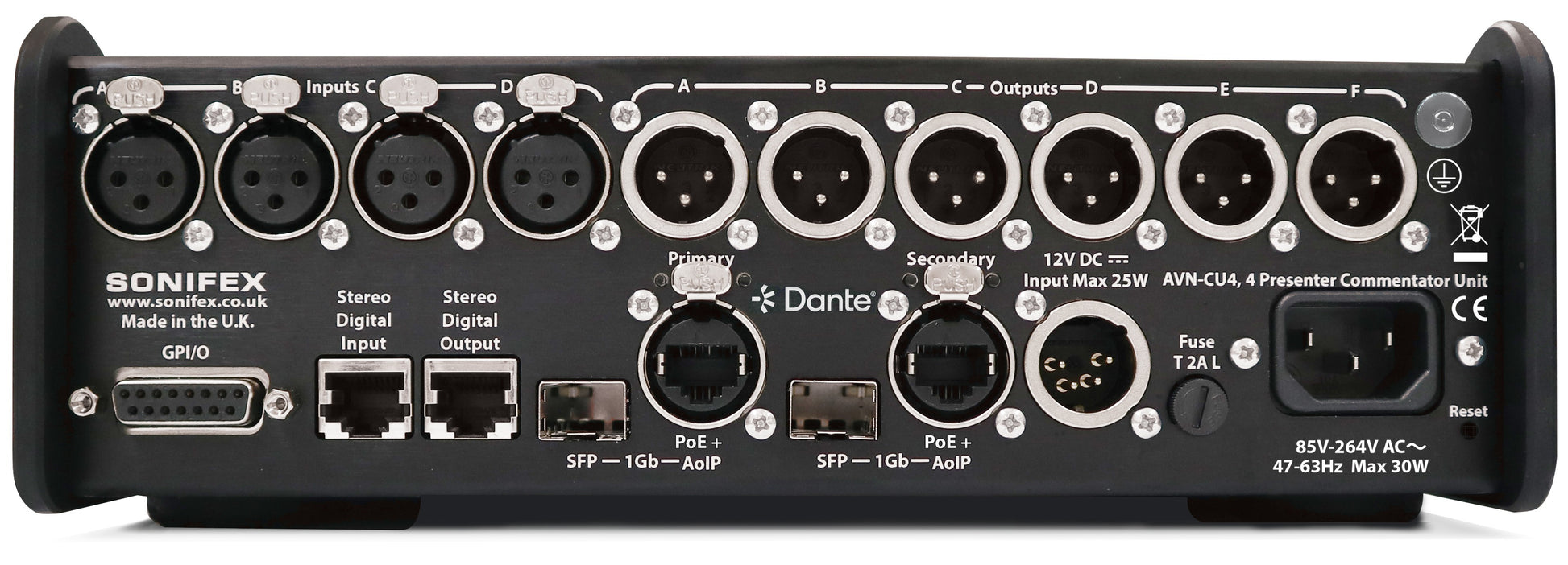Sonifex AVN-CU4-DTOR | Configurable Dante Commentary Unit for 4 Commentators