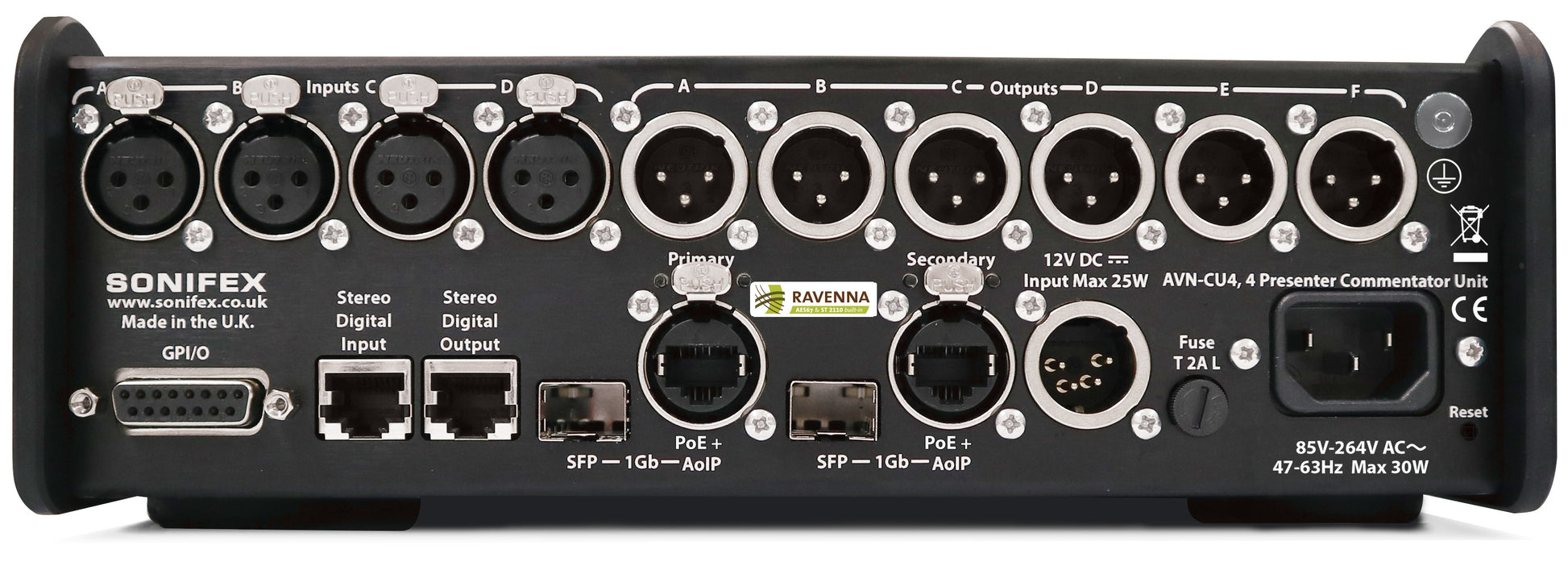 Sonifex AVN-CU4-RAV | Configurable RAVENNA Commentary Unit for 4 Commentators