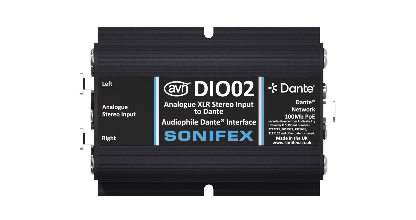 Sonifex AVN-DIO02 | Analogue XLR Stereo Input to Dante