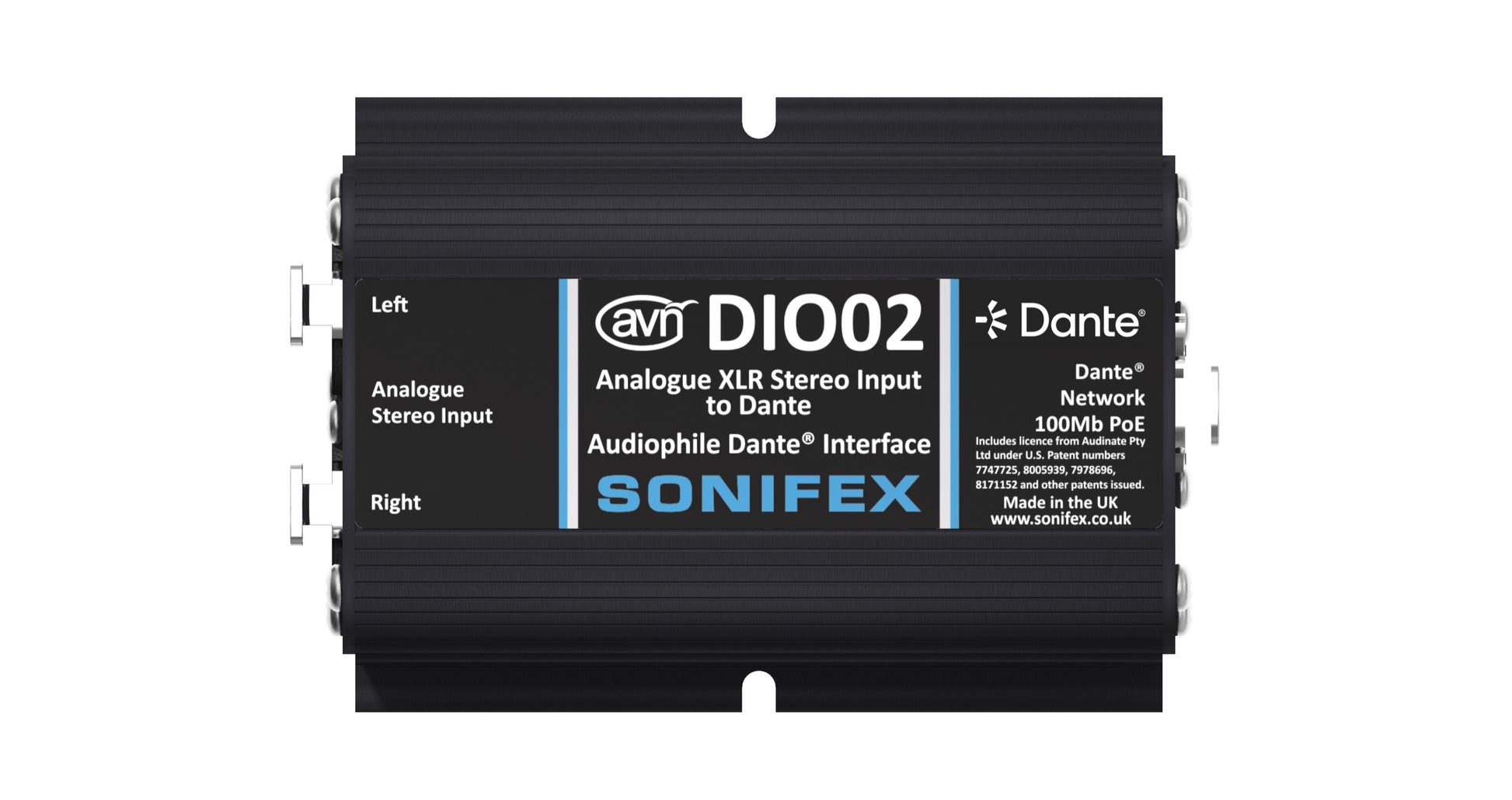 Sonifex AVN-DIO02 | Analogue XLR Stereo Input to Dante