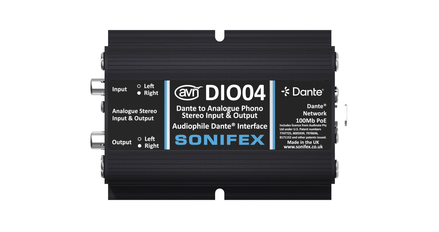 Sonifex AVN-DIO04 | Dante Analogue Phono Stereo Input & Output