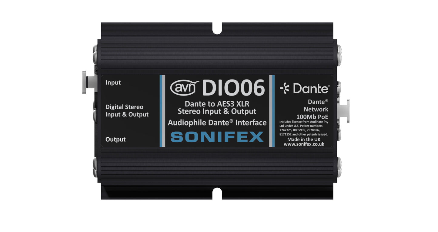Sonifex AVN-DIO06 | Dante AES3 XLR Stereo Input & Output