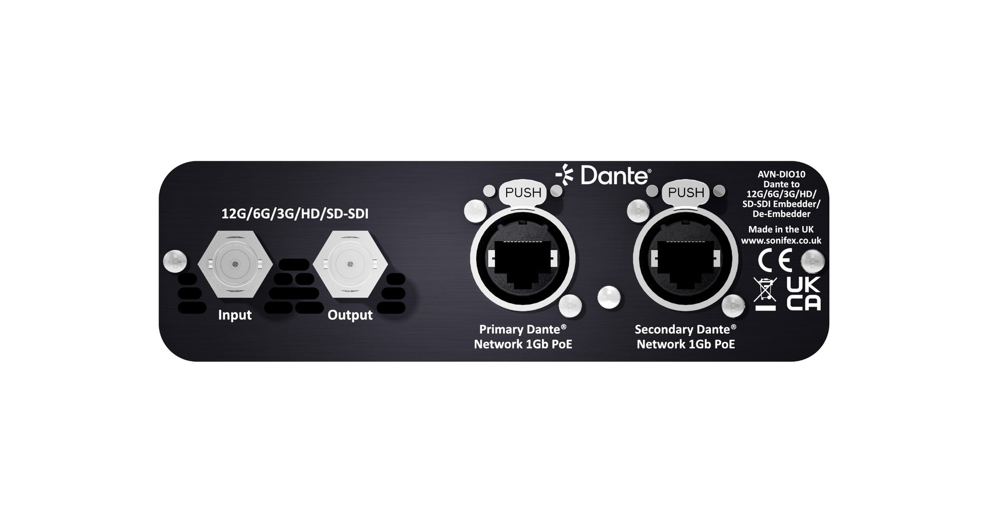 Sonifex AVN-DIO10-12G | Dante 12G/6G/3G/HD/SD-SDI Embedder/De-Embedder