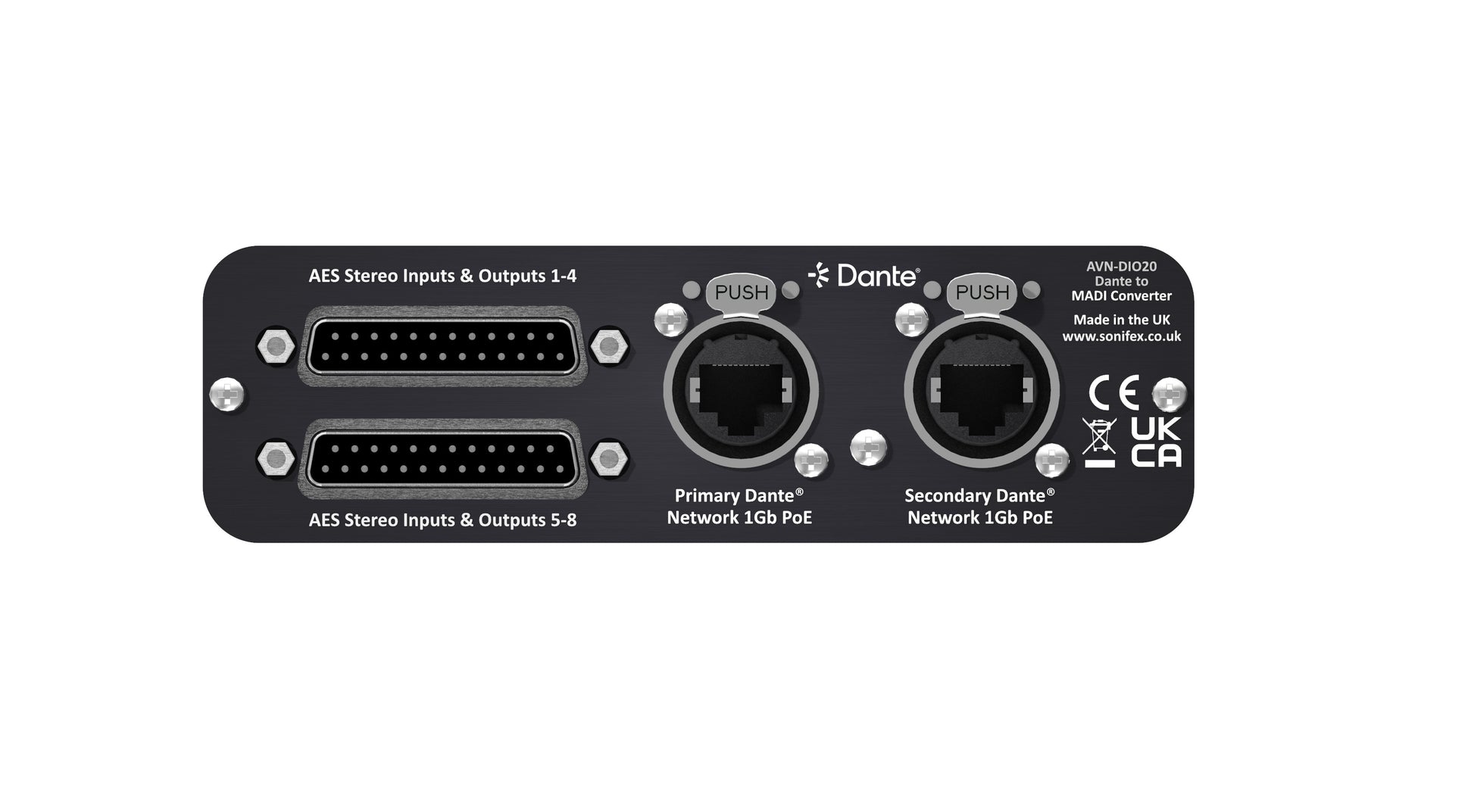 Sonifex AVN-DIO20 | Dante MADI AES3 64 Channel I/O Converter