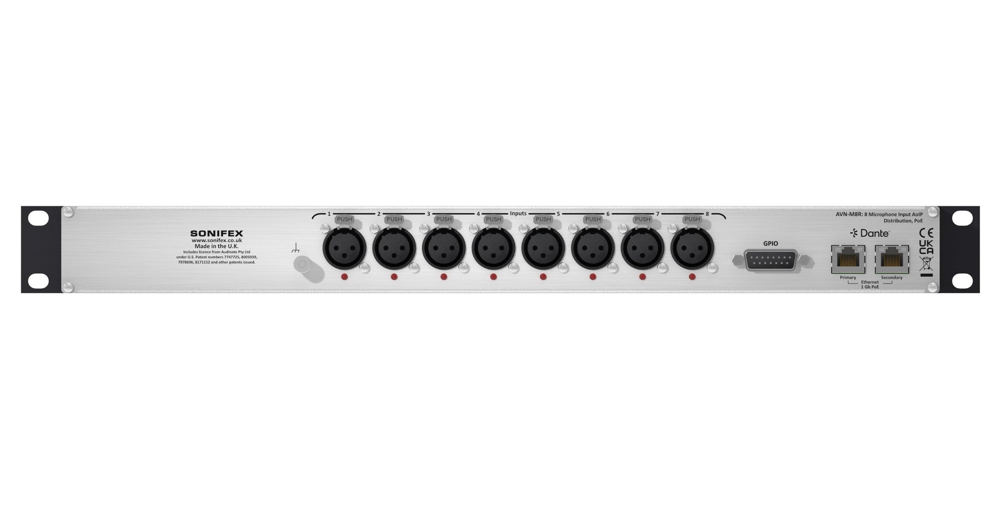 Sonifex AVN-M8R | 8 Mic/Line Input Dante Interface, Dual PoE