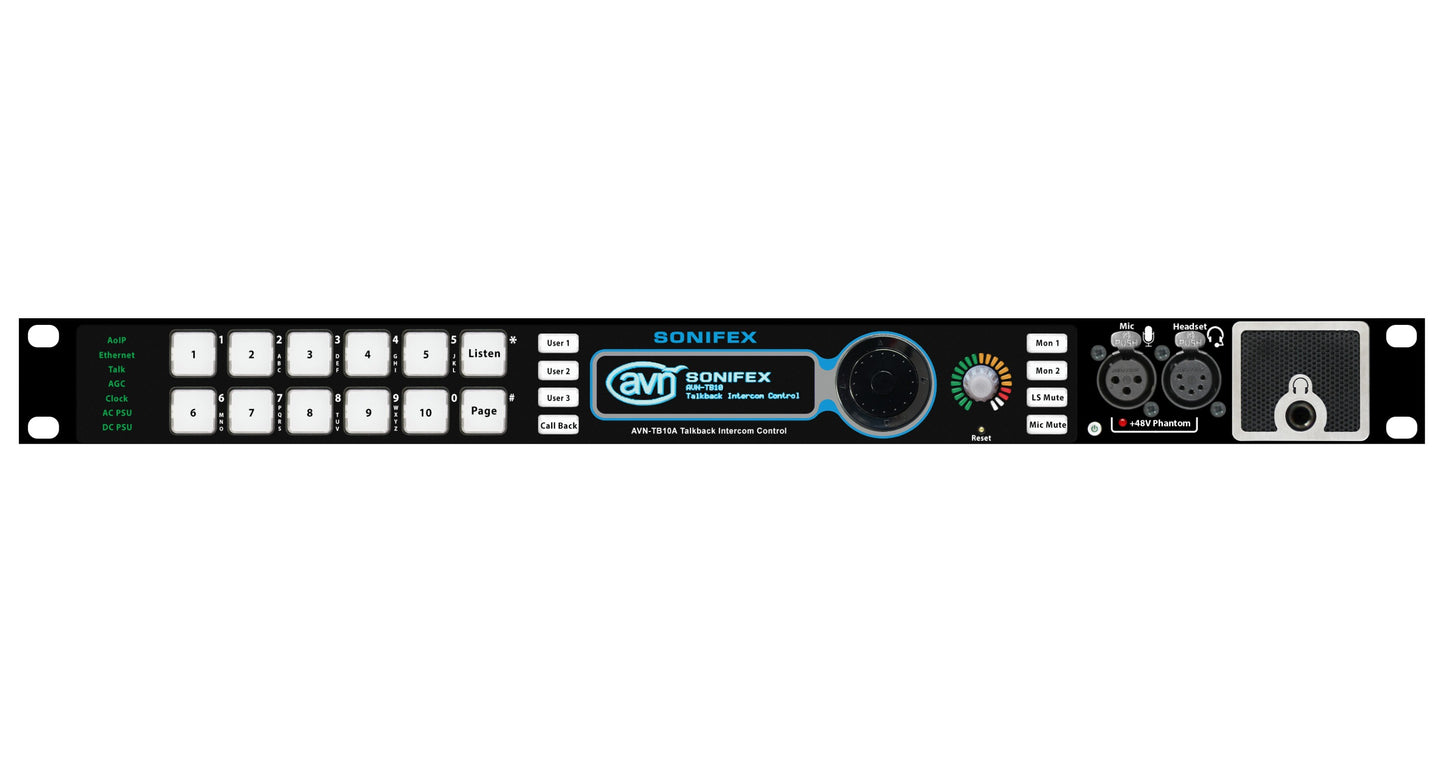 Sonifex AVN-TB10AR | 10 Button Advanced Talkback Intercom, AoIP Portal
