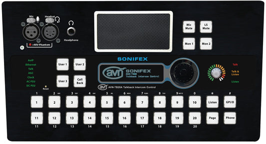 Sonifex AVN-TB20AD | 20 Button Advanced Talkback Intercom, AoIP Desktop Portal