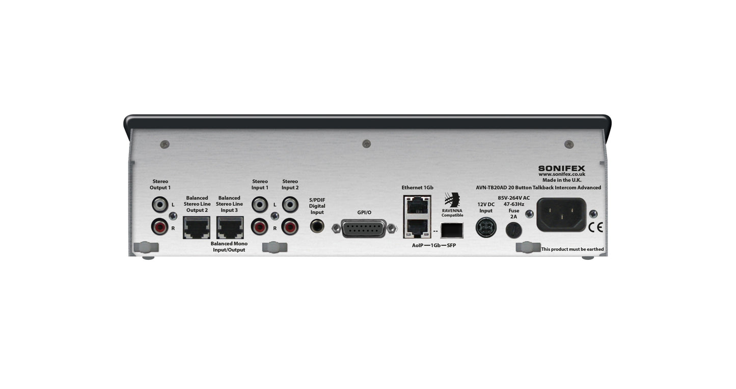 Sonifex AVN-TB20AD | 20 Button Advanced Talkback Intercom, AoIP Desktop Portal