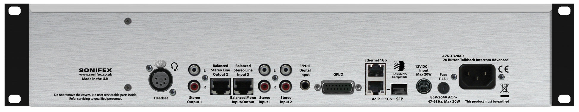 Sonifex AVN-TB20AR | 20 Button Advanced Talkback Intercom, AoIP Portal