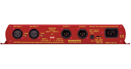Sonifex RB-MA2G | Dual Microphone Amplifier with Gain Controls