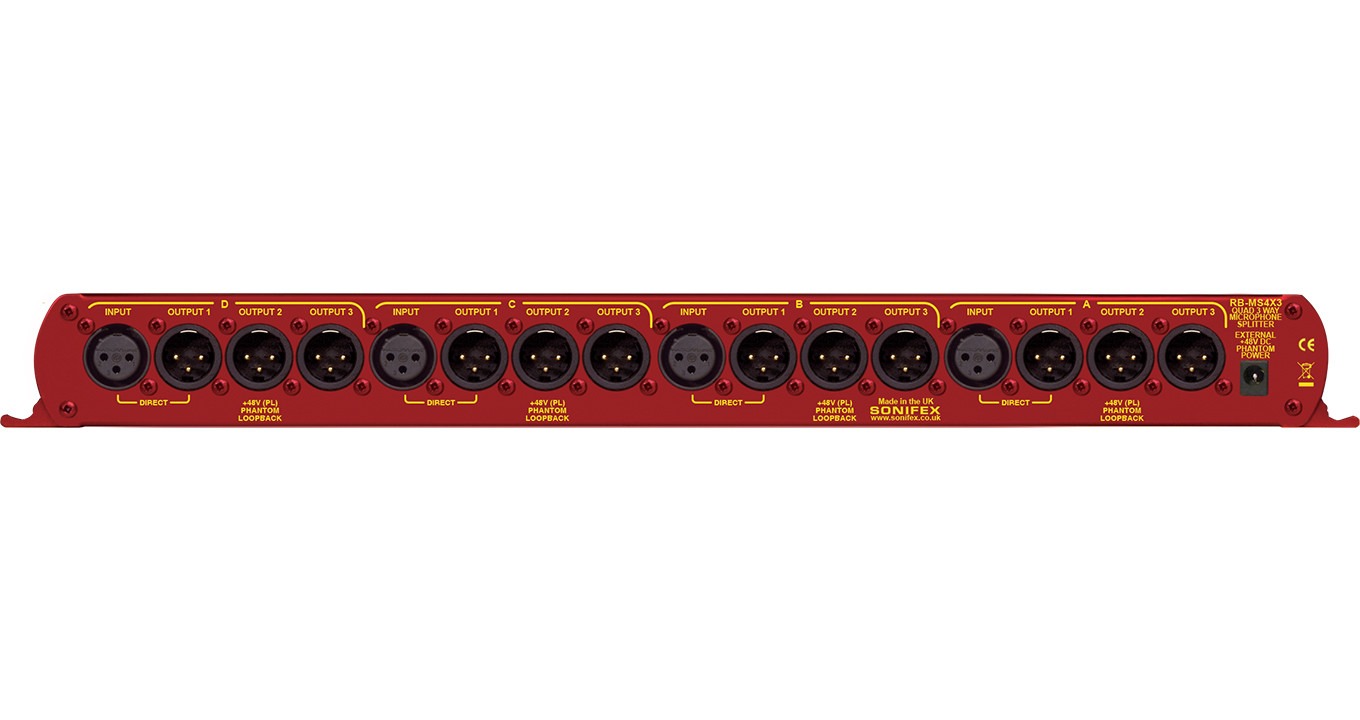 Sonifex RB-MS4X3 | Quad 3 Way Passive Microphone Splitter