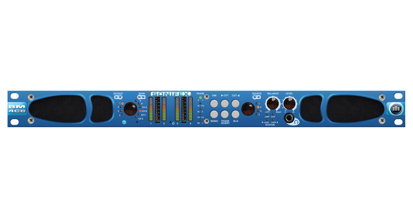 Sonifex RM-4C8 | Reference Monitor, 4 LED Meters, 8 Channel Inputs, Dual Select