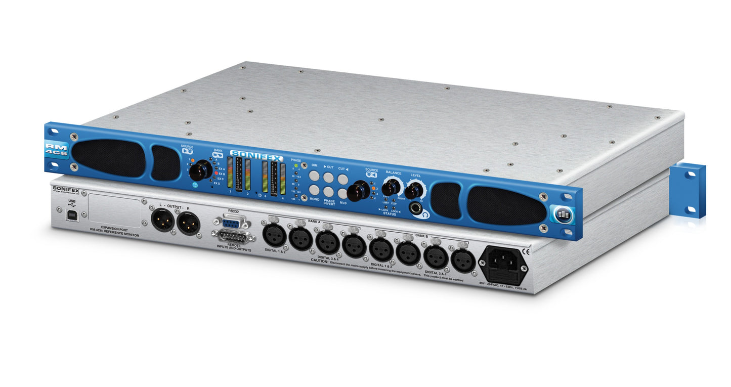 Sonifex RM-4C8 | Reference Monitor, 4 LED Meters, 8 Channel Inputs, Dual Select