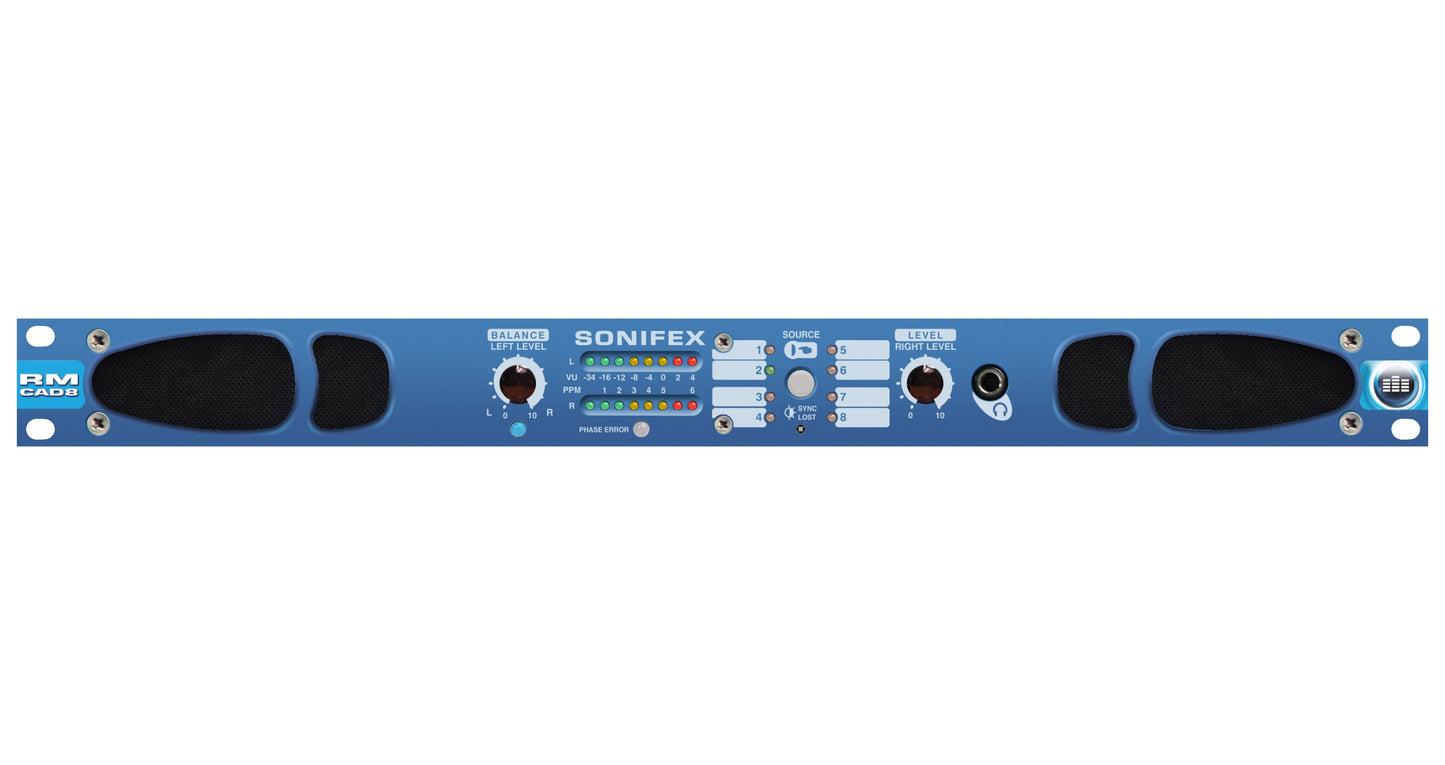 Sonifex RM-CAD8 | Confidence Monitor, 2 LED Meters, 2 Analogue & 6 Digital Stereo Inputs